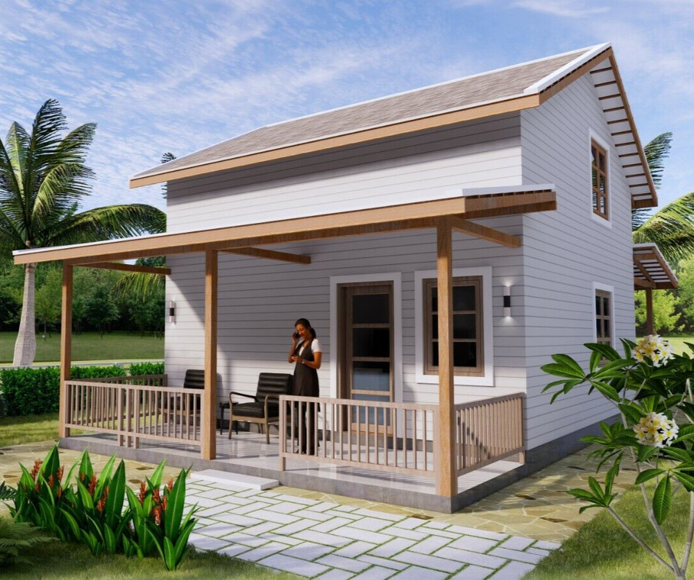 Simple House Design Plans 6×6 Meter 20×20 Feet 2 Bedrooms 2 Baths (A4 Hard Copy)