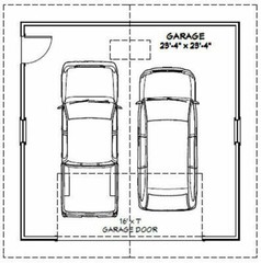24×24 2-Car Garage — 576 sqft — 8ft Walls — PDF Floor Plan — Model 1E