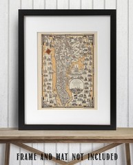 1939 Pictorial Map of Manhattan New York City Art Deco Print
