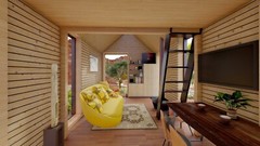 Barn Cabin House Kitchen&Living Room CAD Blueprints Metric/Imperial