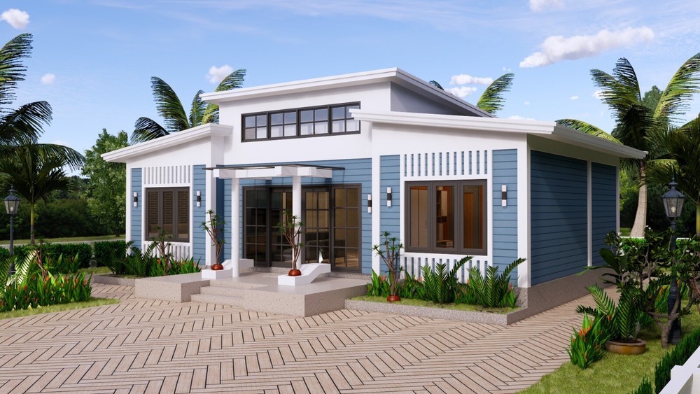 43×25 Feet House Plans 13×7.5 Meter 3 Beds 2 Baths Shed Roof PDF (A4 Hard Copy)