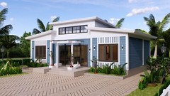43×25 Feet House Plans 13×7.5 Meter 3 Beds 2 Baths Shed Roof PDF (A4 Hard Copy)