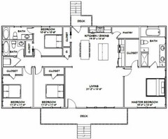 60×30 House — 4 bedroom 3 Bath — 1,800 sqft — PDF Floor Plan — Model 2E