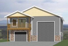 36×42 Apartment with 1-Car 1-RV Garage — PDF Floor Plan — 853 sqft — Model 1A