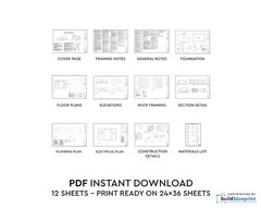 30×50 Modern Farmhouse Custom Architectural Plans 1500SF – PDF Download