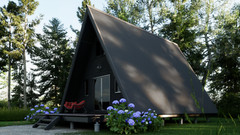 36’x20′ A-frame Cabin Plan -3D images Modern Auto CAD File & PDF Blueprint