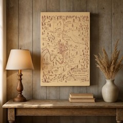 Big Horn Camp Lake Arrowhead 1955 Vintage Scout Camp Illustrated Map Wall Art