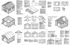 12 x 12 Garden Storage Gable Shed Plans / Building Blueprints, Design #21212