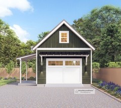 Single Garage Architectural Plan with Loft, 16’x24′ Traditional Garage Blueprint