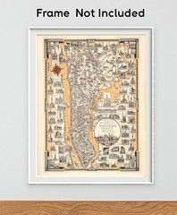1939 Pictorial Map of Manhattan New York City Art Deco Print