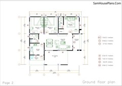 One Story House 10×11 Meter 33×36 Feet 3 Bedrooms Hip Roof PDF (A4 Hard Copy)