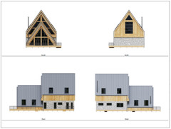 35’x65′ 4 Beds, 4 Bath Double A-Frame Architectural Build Plans PDF Download