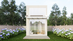 Modern Two Story Airbnb House Plan 3D Image with CAD FILE & PDF Blueprint Plans