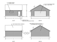 2 Car Garage Plans ,One Story 22 x 24 garage Building Blueprints