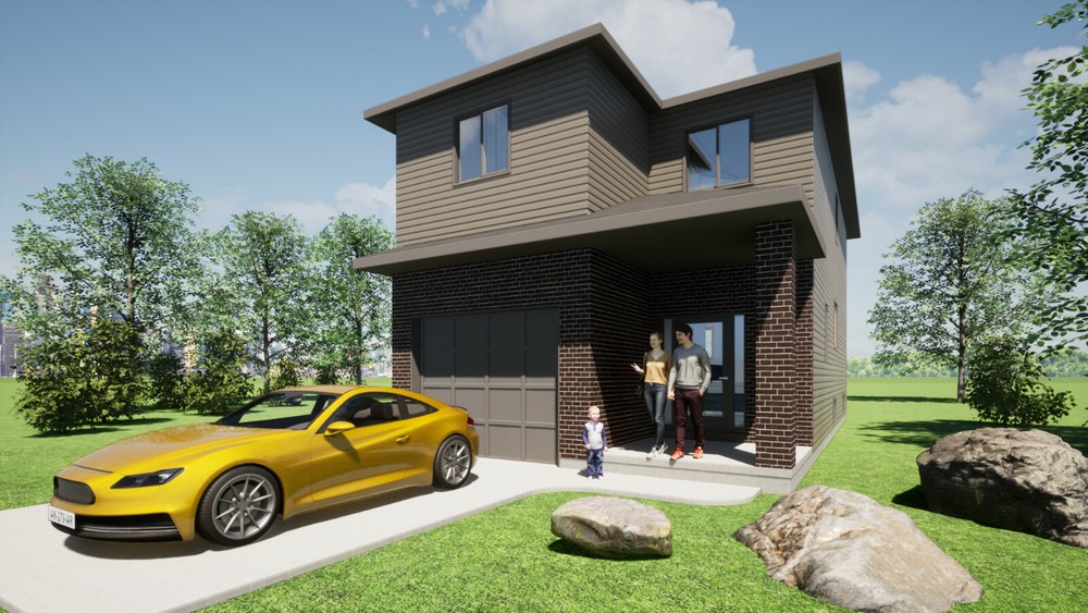 Narrow Lot House Plan – 4 Bedroom, 3.5 bath, PDF Blue Prints