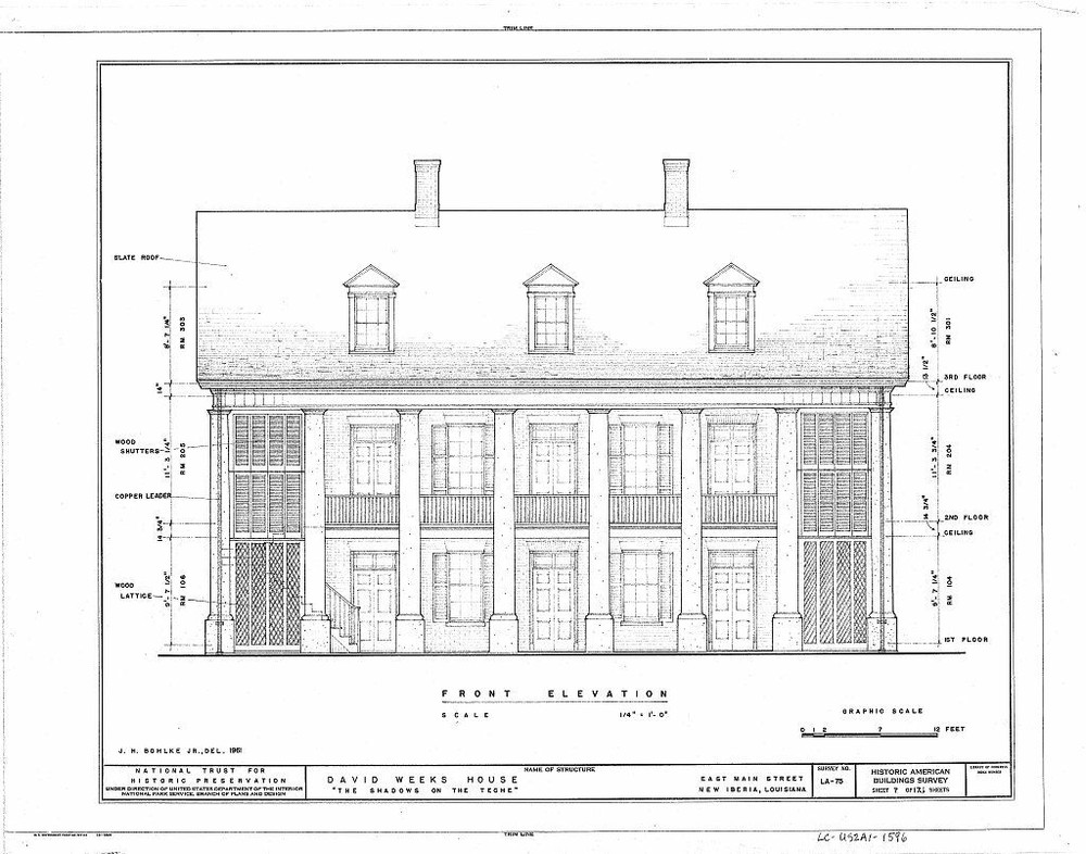 Shadows on the Teche – Antebellum Mansion southern style – printed drawings