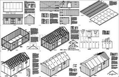 Storage Shed Plans 12′ x 24′ Gable Roof Style #D1224G, Material List Included