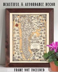 1939 Pictorial Map of Manhattan New York City Art Deco Print