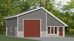 34×42 1 RV Garage – 1 Bedr Apartment – 1,400 sq ft – PDF Floor Plan – Model 2C