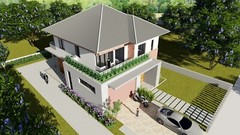 A4 Printed & PDF House Plan 36x46Feet 11×14 Meter 3 Beds 3 Bath Hip Roof