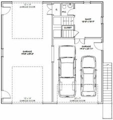 40×40 Apartment with 2-Car 1-RV Garage – PDF FloorPlan – 964 sqft – Model 1A