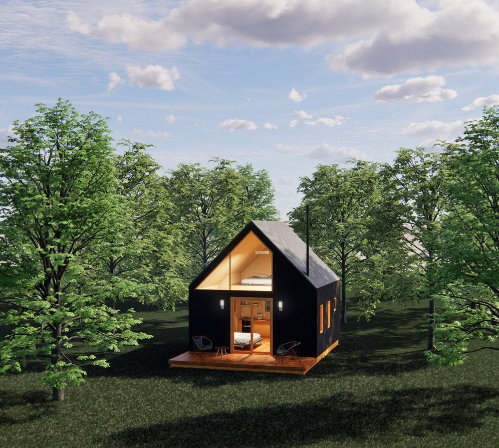 Modern ADU Cabin Plans 20×19 – Yosemite Guest House – Tiny Home Blueprints