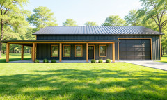 Modern Barndominium Plan: 1,218 (Living) Sqft -2 Bed- 2 Bath- 2 Car Garage