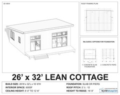 26×32 Lean Modern Cabin Custom Architectural Plans 800SF – PDF Download