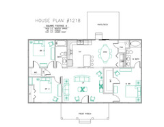 Ranch House Plans 1400 SF 3 Bed 2 Bath Open Floor – Split BR (Blueprints) #1218