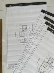 Set of Five (5) Three Page Architectural Drawings of Basement Plans Foundation