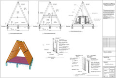 45’x57’ 4 Beds, 2 Baths A-Frame Cabin Architectural Build Plans PDF.