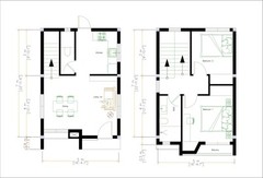 17×23 Feet Small House Plans 5×7 Meter 2 Bed 2 Bath PDF Plan (A4 Hard Copy)