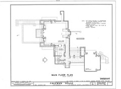2 bedroom Freeman Home by Frank Lloyd Wright, printed architectural house plans