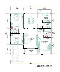 Modern House Plan 11×11 Meter 36×36 Feet 3 Beds PDF Plan 3d 006