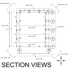 Timber Frame Shed Plans size 12′ x 14′ two doors, printed plans on 8 1/2×11 new