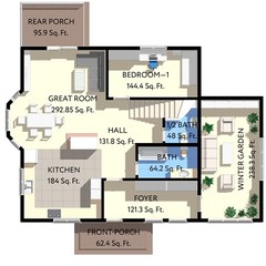 45’x32’ 5 Bed, 3 Bath Two-Story House Architectural Build Plans PDF.