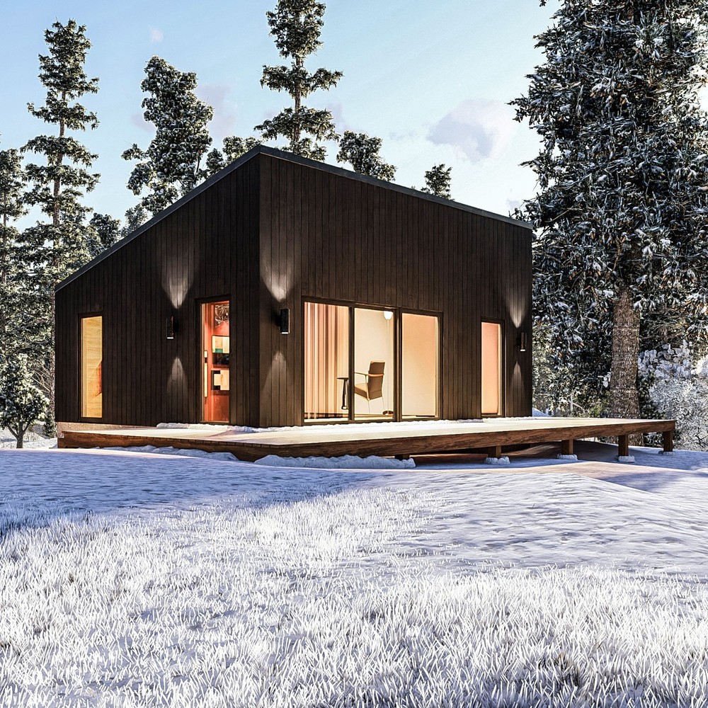 Modern House Cabin Plan, 20’x25′ Lean Cottage Architectural Blueprint