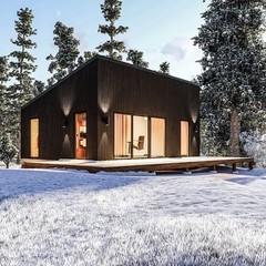 Modern House Cabin Plan, 20’x25′ Lean Cottage Architectural Blueprint