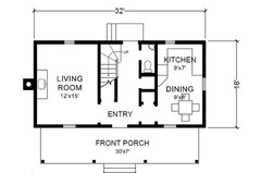16×32 Farmhouse Plans – 2 Story Country Cottage Home Design