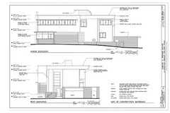 Mid-Century Modern home, stucco brick glass block, architectural PRINTED plans