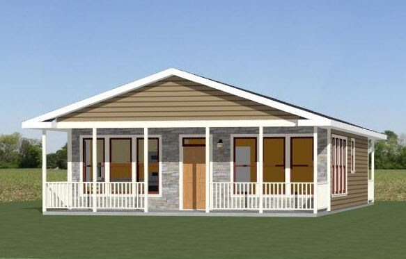 28×34 House — 2 Bedroom 2 Bath — 952 sq ft — PDF Floor Plan — Model 1B