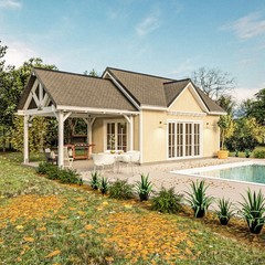 Traditional Pool House Plan, Plan,Country Shed design blueprints