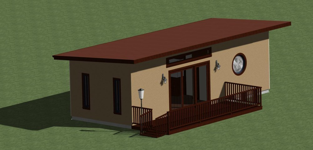 Tiny House Plans 384 sq.ft. outdoor deck FREE SHIPPING