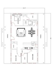 Cottage Small House Plan 3 Bedroom 2.5 Bath 1 Kitchen With Dining, Living Room