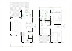 20×30 Feet Small House Plan 6×9 Meter 2 Beds 2 Baths PDF Plan (A4 Hard Copy)