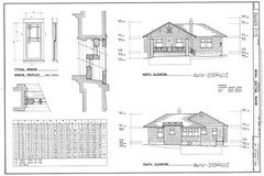 Brick Bungalow, Small Home Design, 2 bedrooms, printed architectural plans
