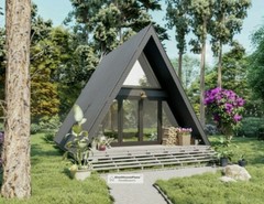 A-Frame Cabin two Story Cottage Plans,20’x26′ Triangular house Building Drawings