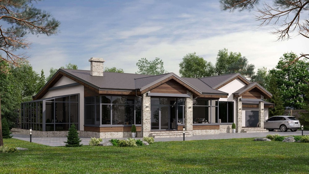 90’x55’ 3 Bed, 2 Bath, Garage, Porch, Architectural House Plans PDF Download.