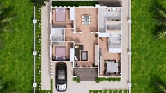 Modern House Plan 11×11 Meter 36×36 Feet 3 Beds PDF Plan 3d 006