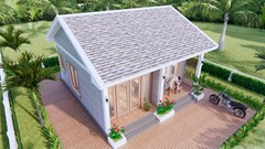 23×23 Small House Design 7×7 Meter Gable Roof 1 Bed 1 Bath (A4 Hard Copy)